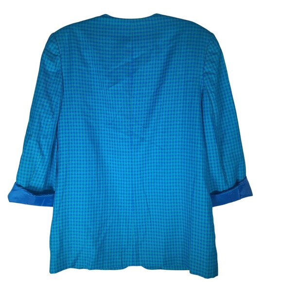 Vintage Pendleton Turquoise Blue Houndstooth Single Button Blazer - Picture 5 of 13